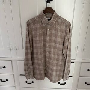 Classic Tan Plaid Button-Down Shirt